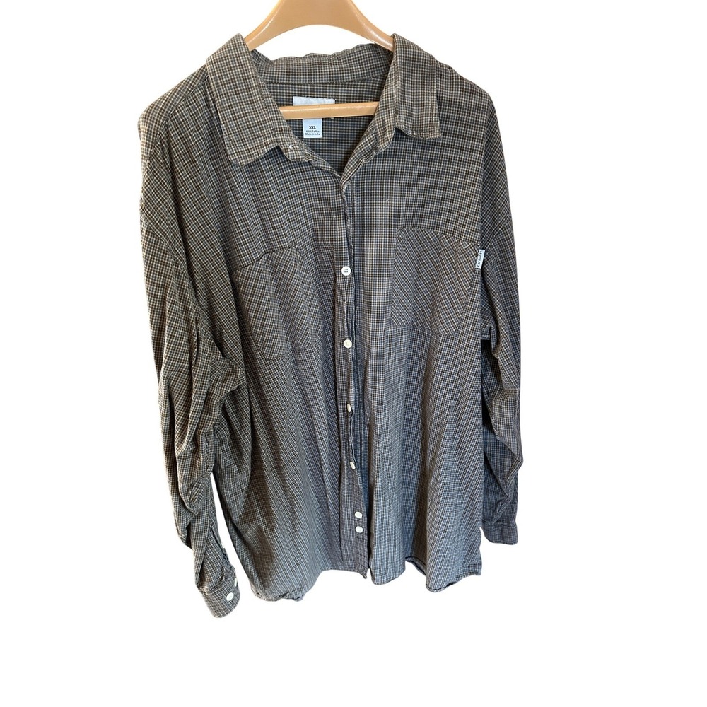 Carhartt Plaid Flannel Shirt 3XL 100% Cotton Blue Gray Long Sleeve Workwear